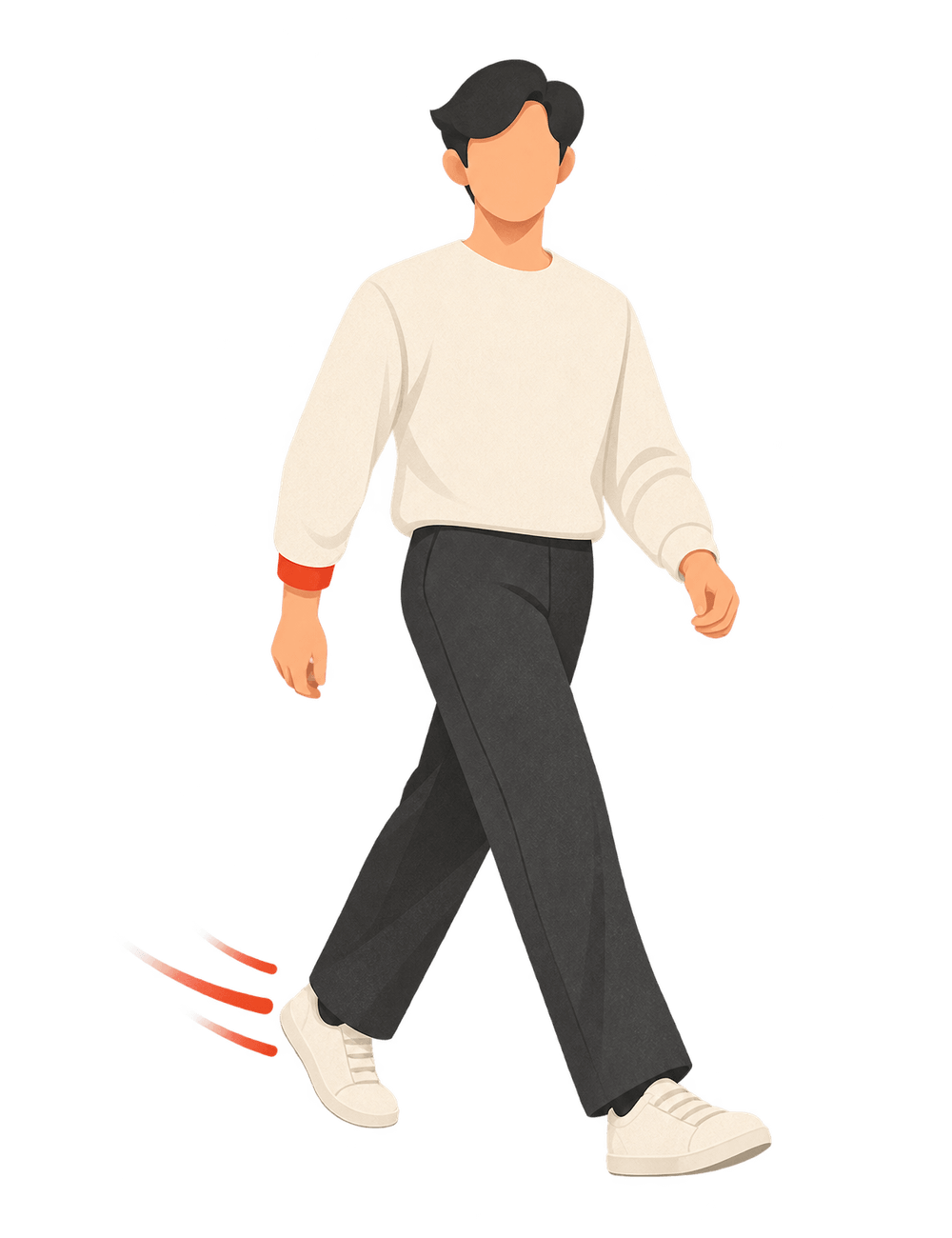 Illustration of the CloudMotive figure walking forward with a trail of motion lines, representing momentum